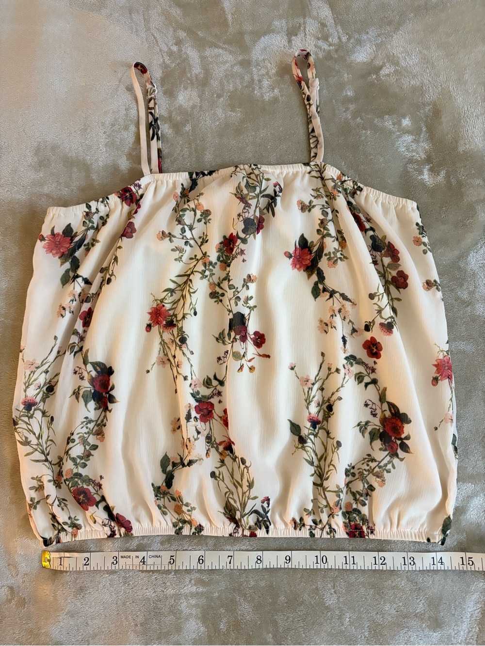 Willow & Root Cami Top Cream Floral Adjustable Straps Size Small - Picture 5 of 6